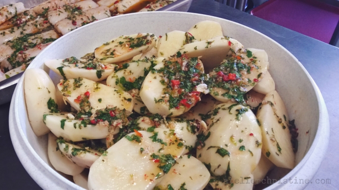 Oven-Roasted Wild Cod + Potatoes With Cilantro-Garlic-Lemon Sauce.